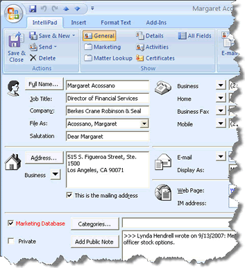 Intellipad Law Firm CRM for Outlook