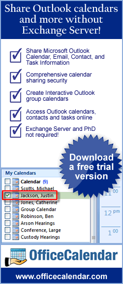 Share Outlook calendar and contacts with OfficeCalendar